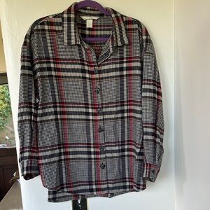 H&M Plaid Button Down Shirt - Black, Red, White